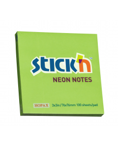 Notisblokk 76x76 100 Blad Neon Grønn